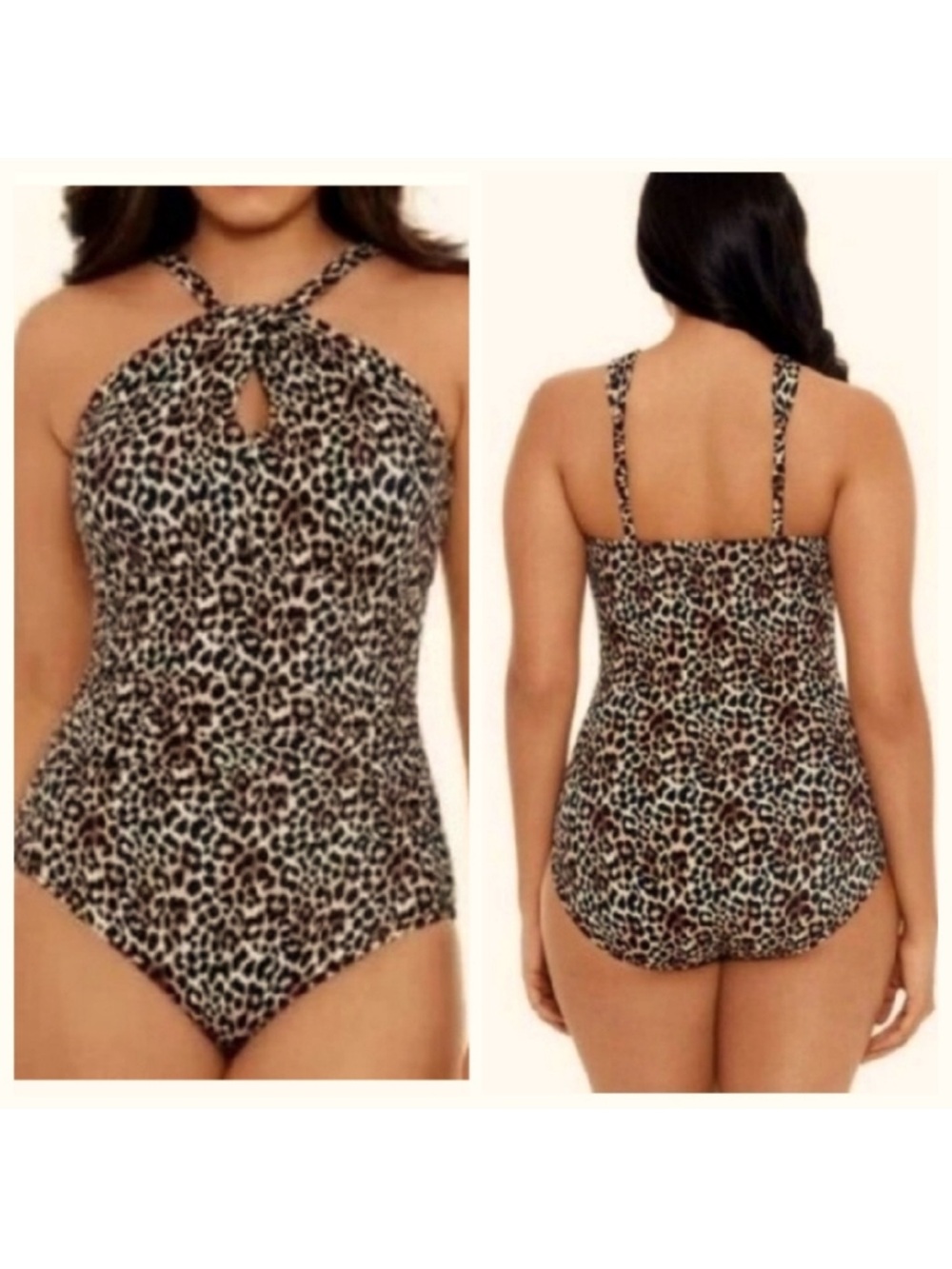 Embrace Your Curves By Miracle Leopard Print One Piece Swimsuit L